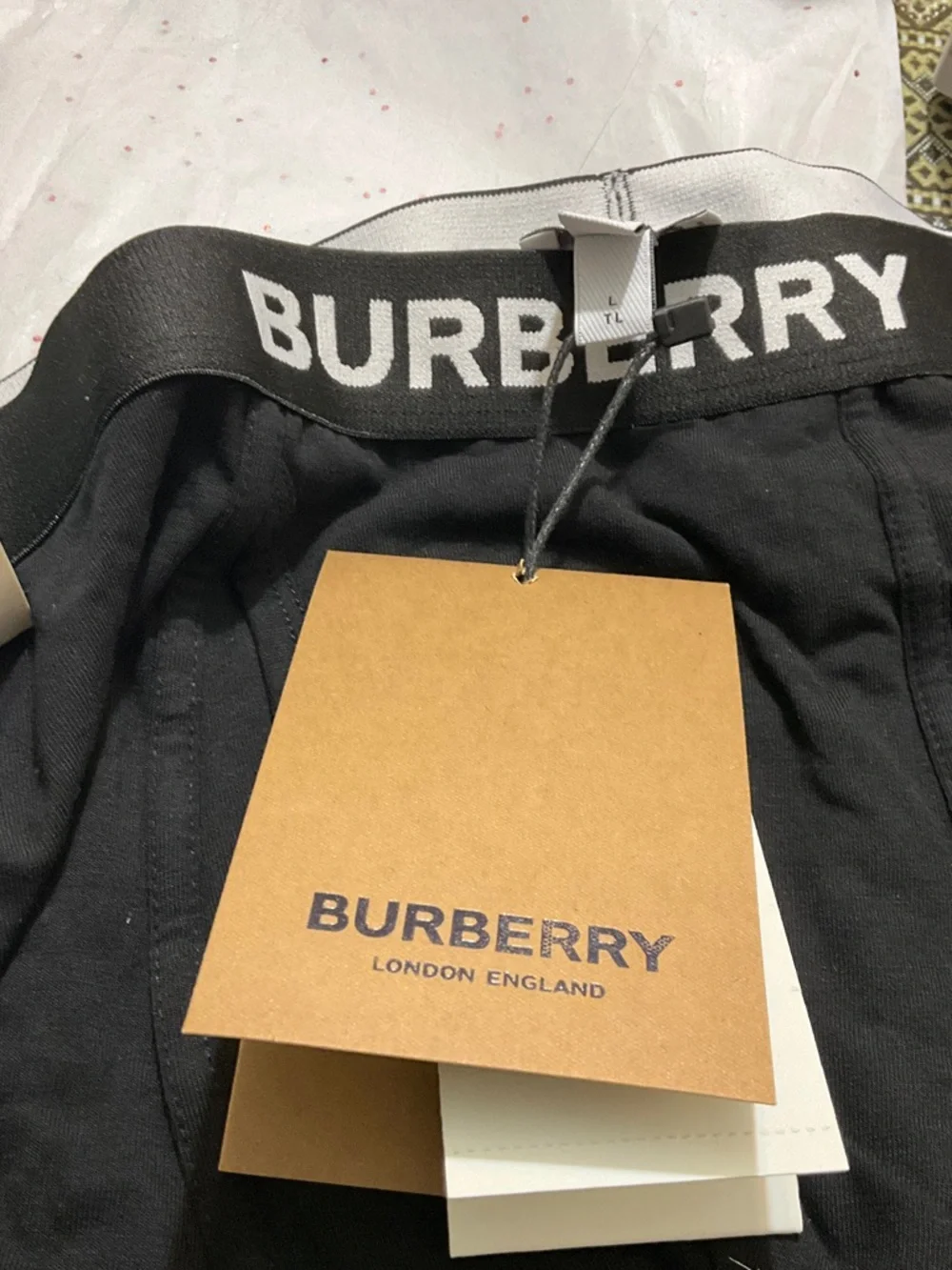 Burberry Black Men’s Cotton Stretch Boxer Briefs with Logo Waistband